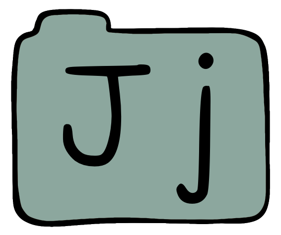 light green file folder with capital and lowercase J on it.